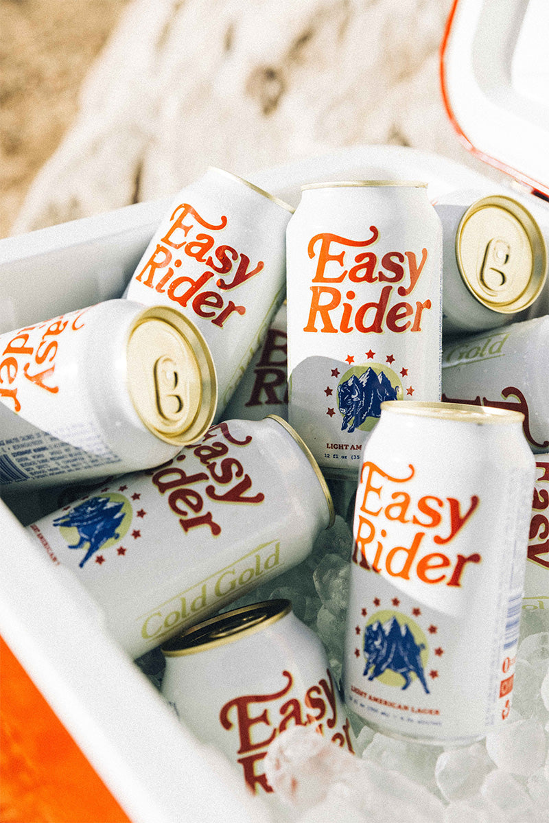 Easy Rider cans on ice in a cooler